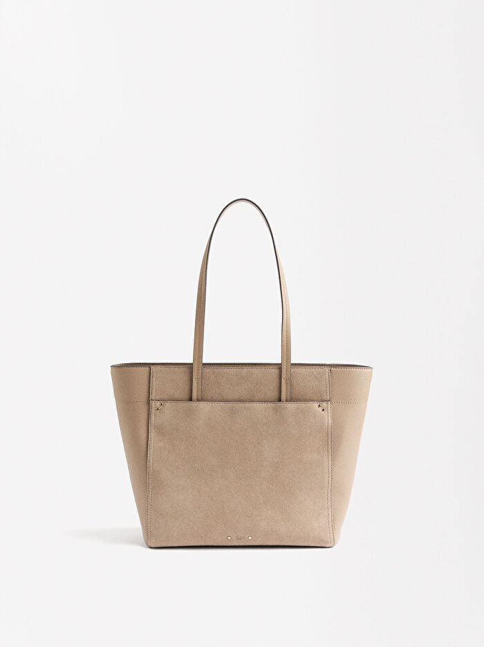 Deri Uçlu Shopper Çanta