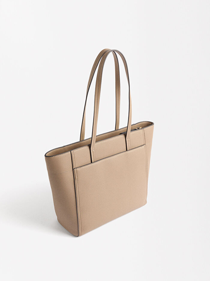 Deri Uçlu Shopper Çanta
