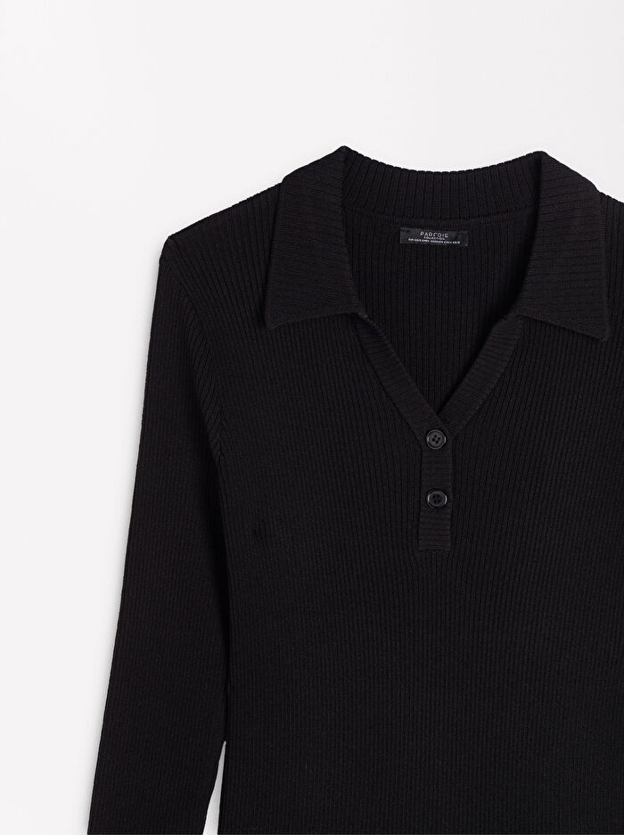 Uzun Kollu Triko Elbise