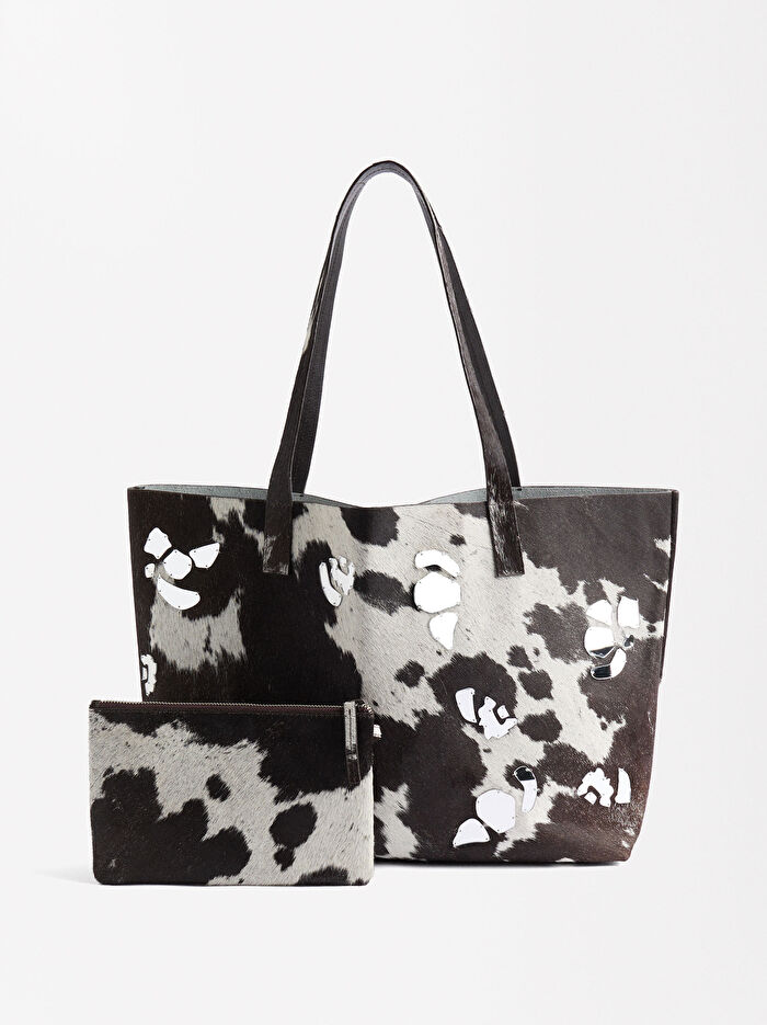 Dokulu Deri Shopper çanta