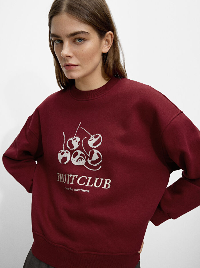 Kiraz Desenli Sweatshirt