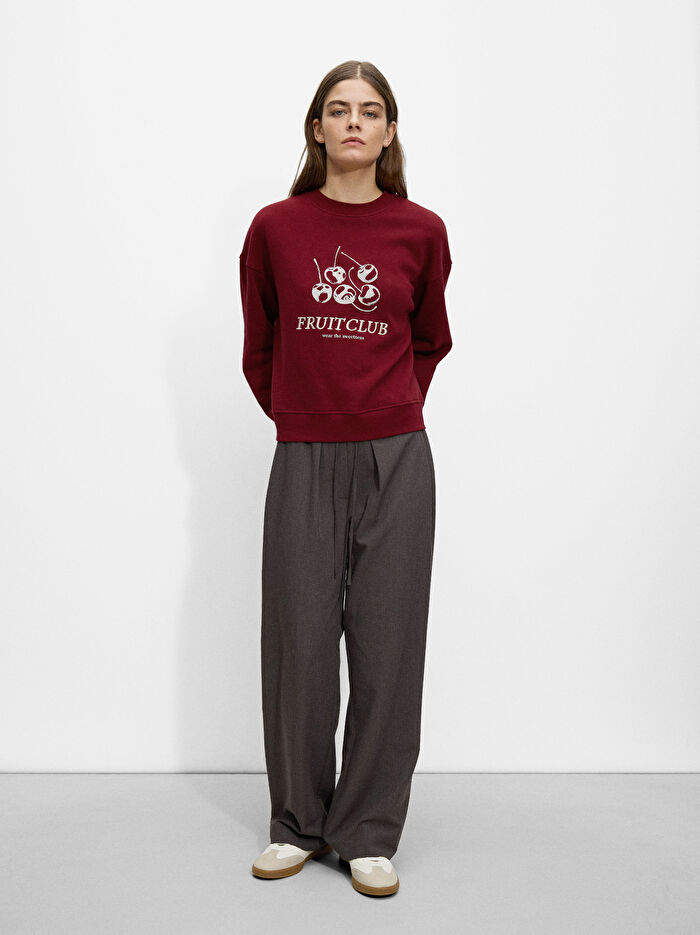 Kiraz Desenli Sweatshirt