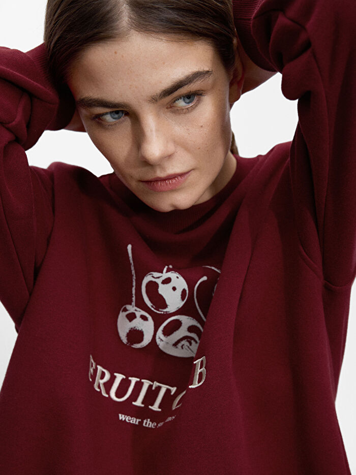 Kiraz Desenli Sweatshirt