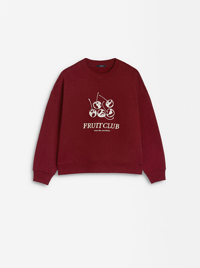 Kiraz Desenli Sweatshirt