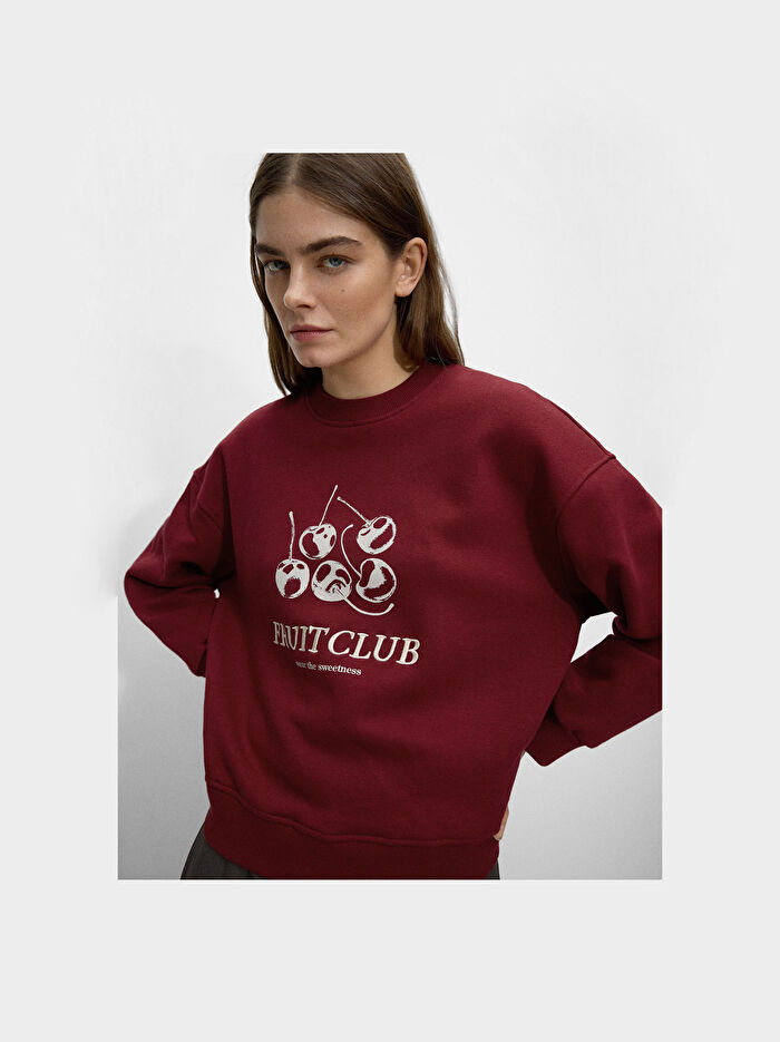 Kiraz Desenli Sweatshirt