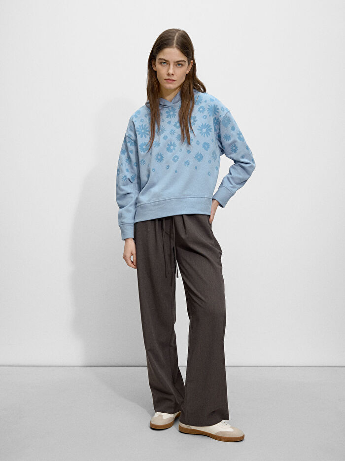 ONLINE ÖZEL - Çiçek Desenli Sweatshirt