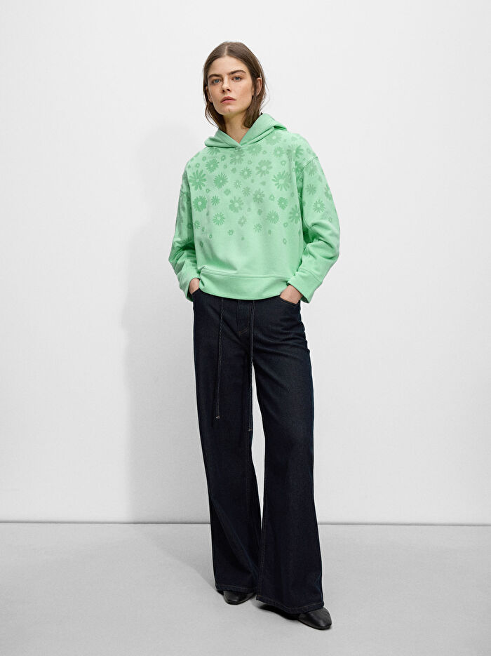 ONLINE ÖZEL - Çiçek Desenli Sweatshirt