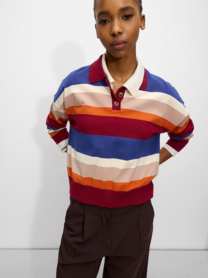 ÇİZGİLİ ÖRME SWEATSHIRT