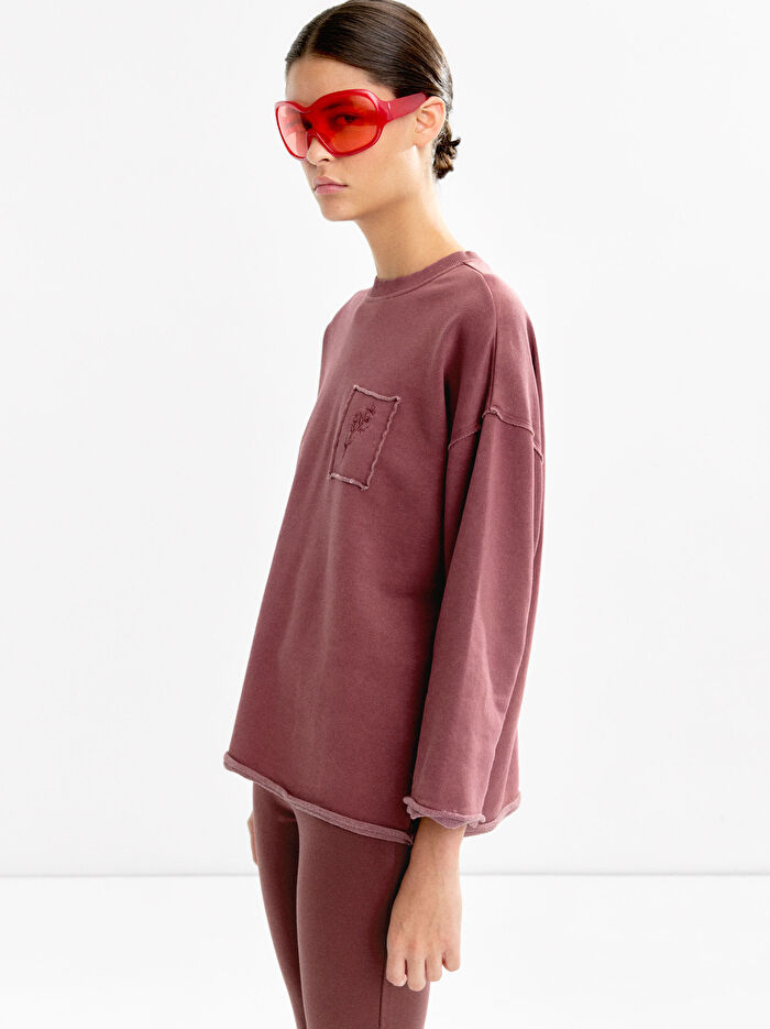 Pamuklu İşlemeli Sweatshirt
