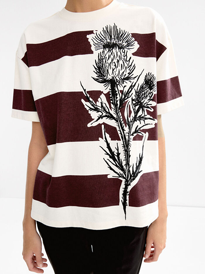 Çizgili Pamuklu T-Shirt