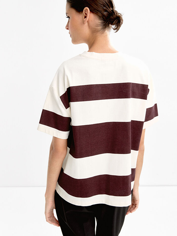Çizgili Pamuklu T-Shirt