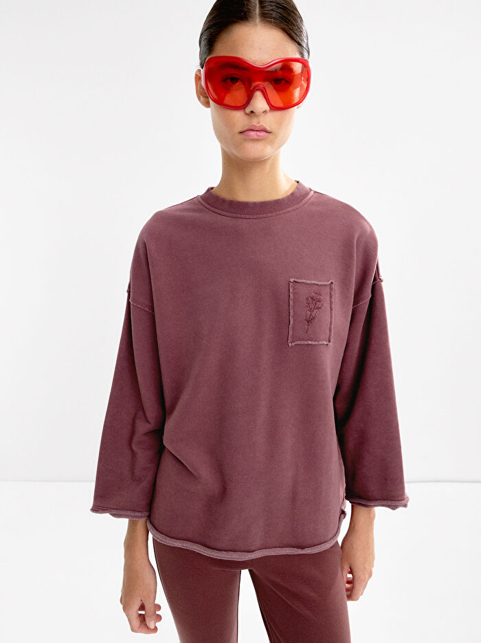 Pamuklu İşlemeli Sweatshirt