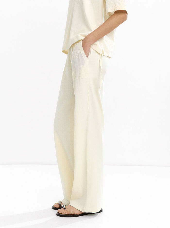 %100 Pamuk Nakışlı Pantolon