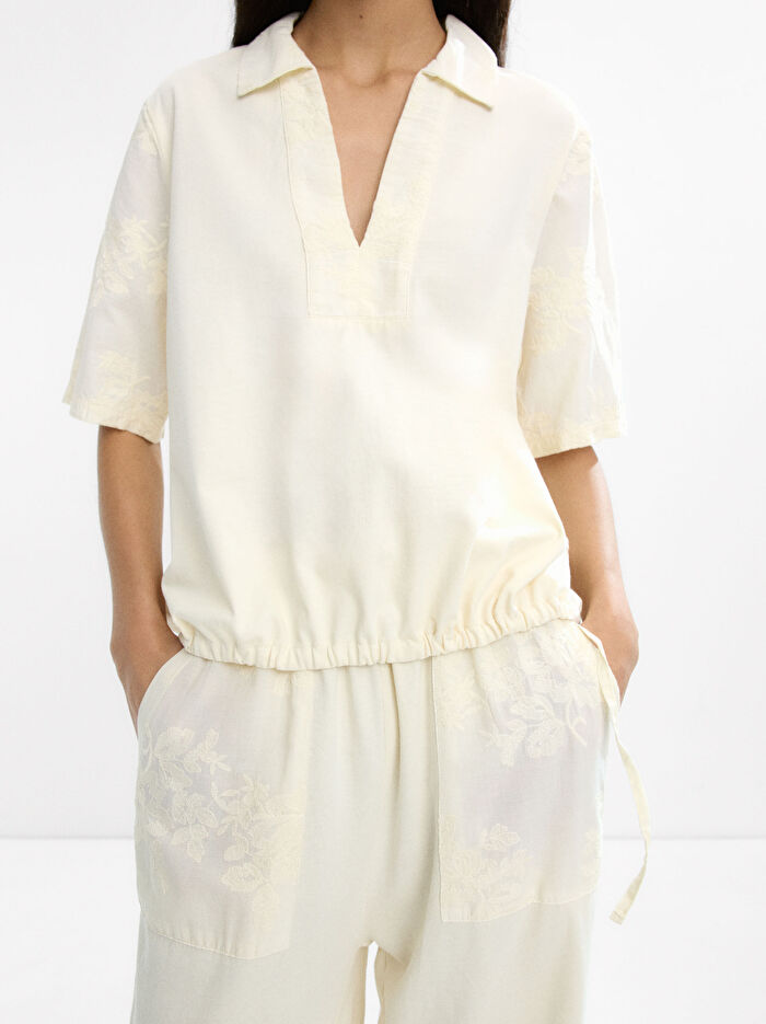 %100 Pamuk Nakışlı Pantolon