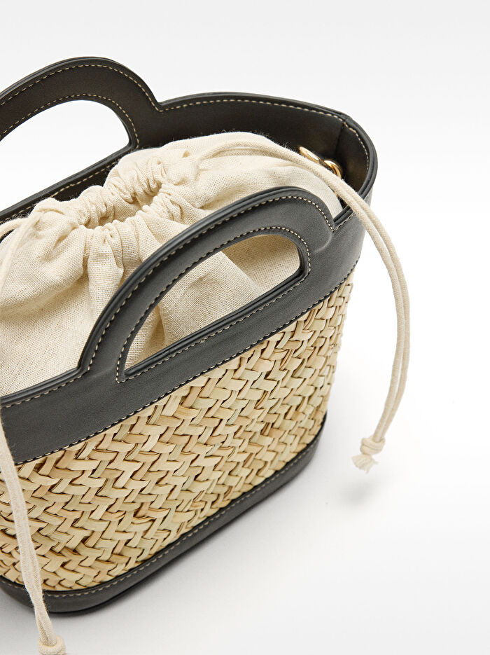 Çapraz Askılı Hasır Tote Çanta S