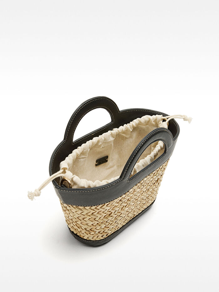 Çapraz Askılı Hasır Tote Çanta S