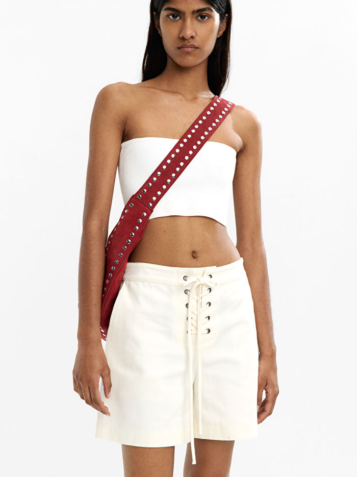 %100 Pamuk Çapraz İpli Şort