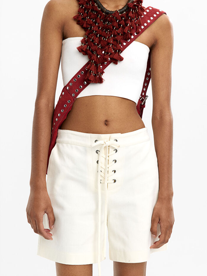 %100 Pamuk Çapraz İpli Şort