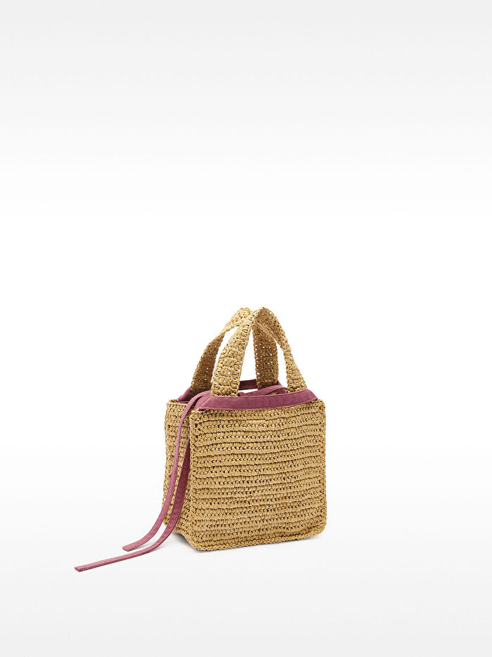 Deniz Kabuklu Aksesuarlı Hasır Tote Çanta M