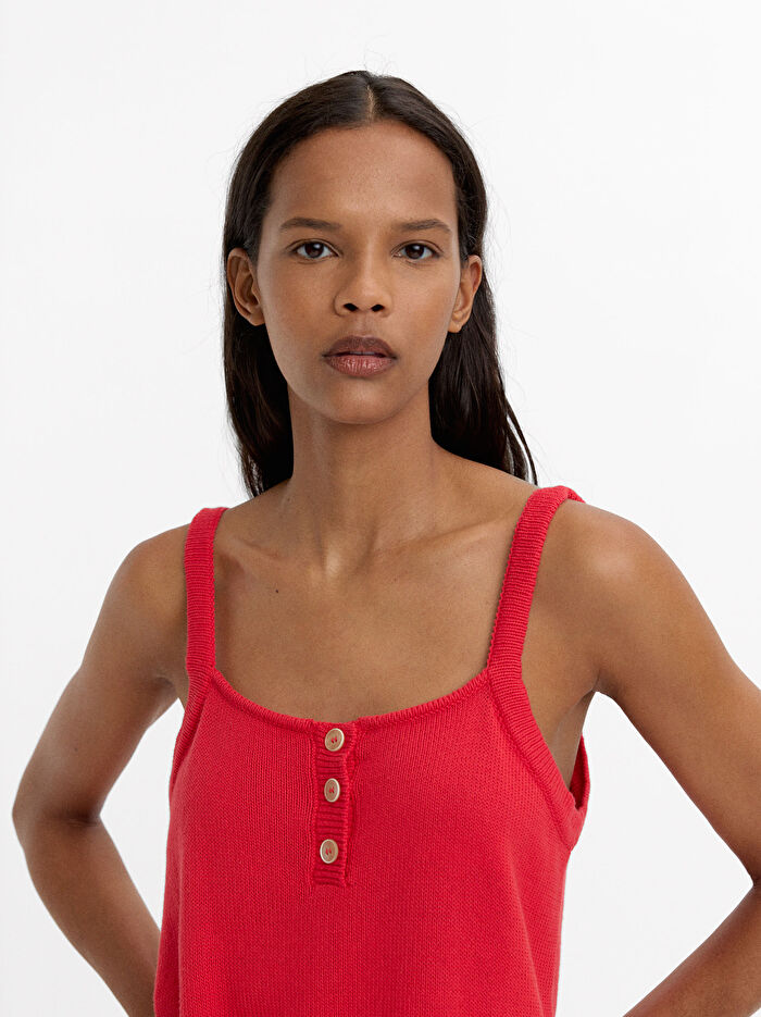 %100 Pamuk Askılı Örme Üst