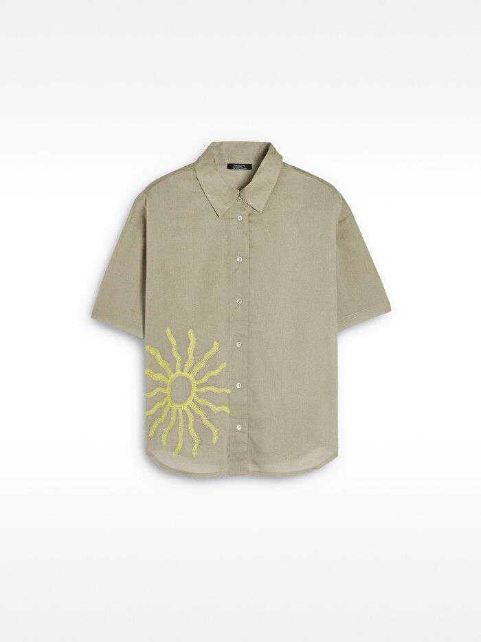 %100 Pamuk Nakışlı Gömlek