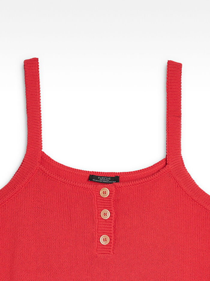 %100 Pamuk Askılı Örme Üst