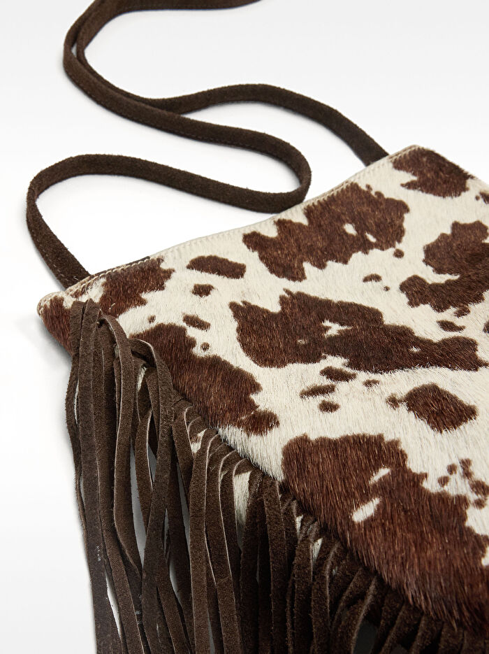 Püsküllü Deri Bucket Çanta