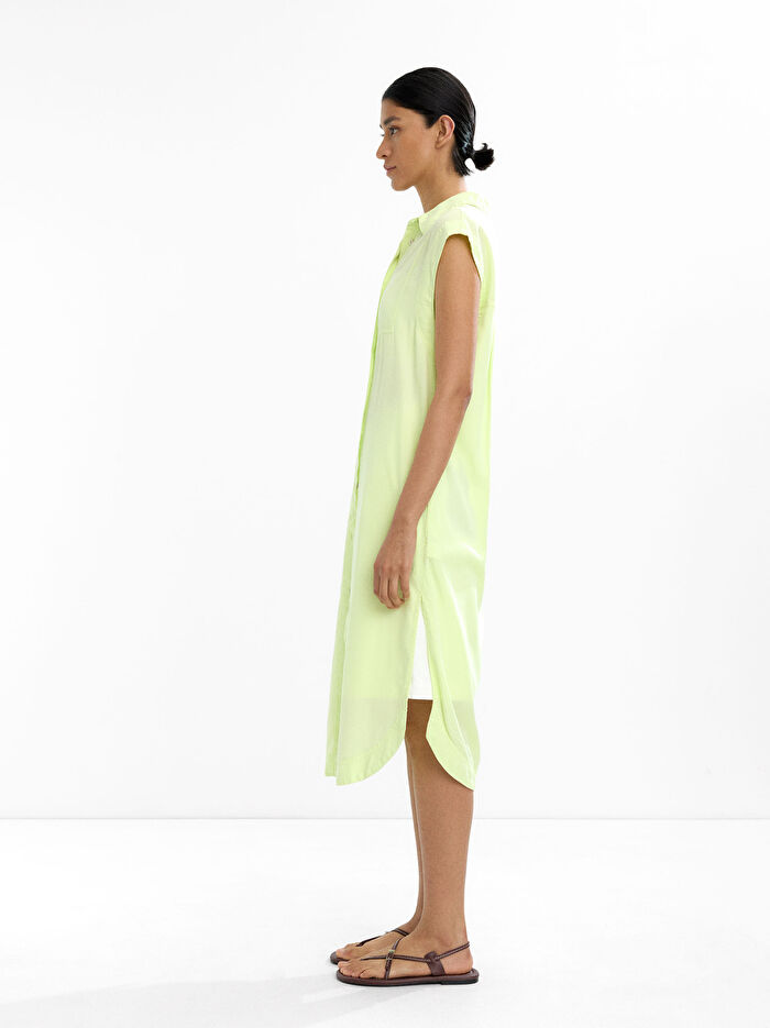 %100 Liyosel Midi Gömlek Elbise