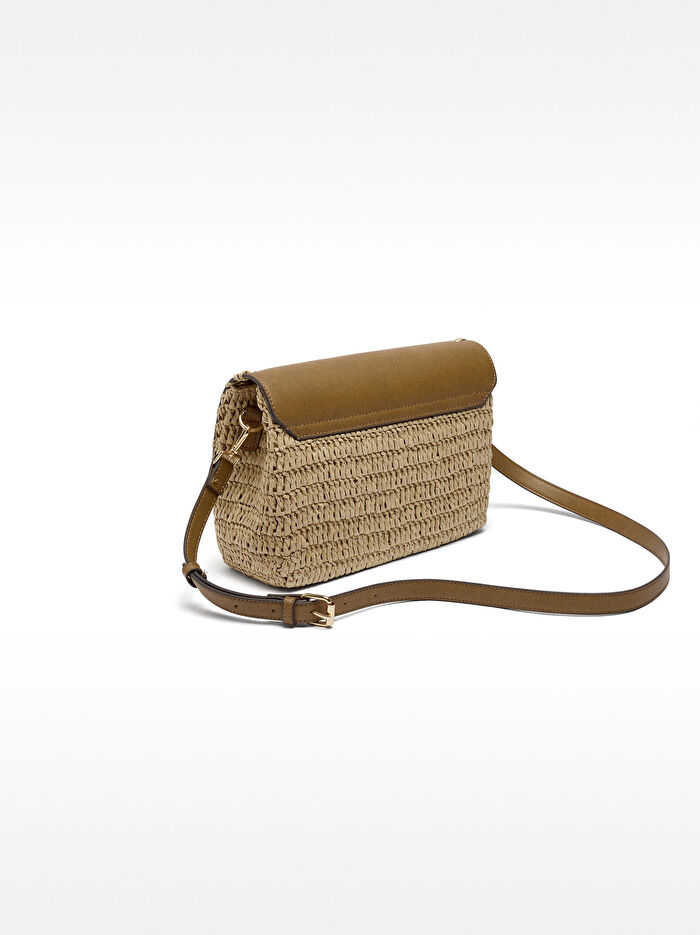 Kapaklı Hasır Çapraz Askılı Çanta