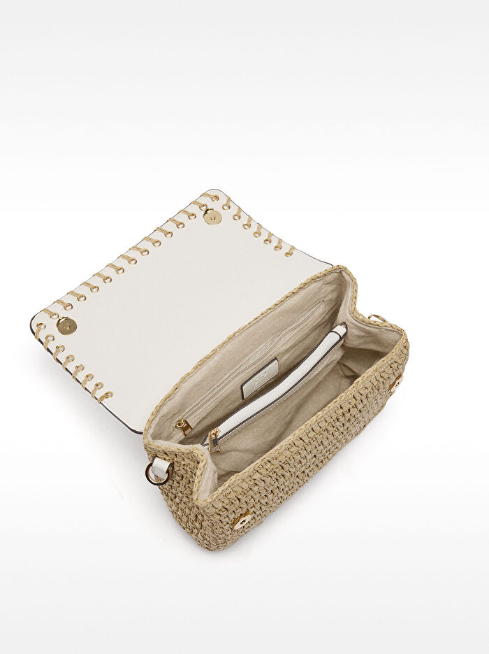 Kapaklı Hasır Çapraz Askılı Çanta