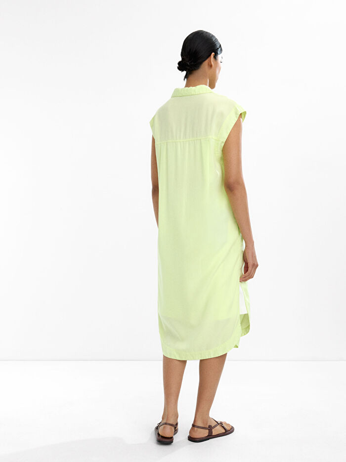 %100 Liyosel Midi Gömlek Elbise