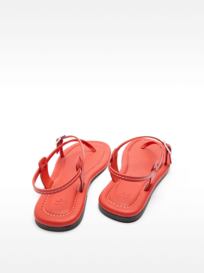 İnce Bantlı Düz ​​Deri Sandalet