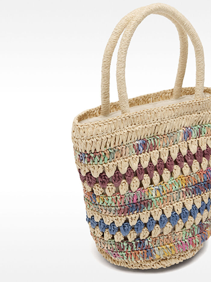 Çapraz Askılı Hasır Efektli El Çantası