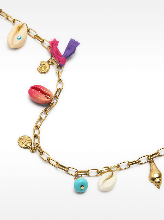 Deniz Kabuklu Uzun Zincir Kolye