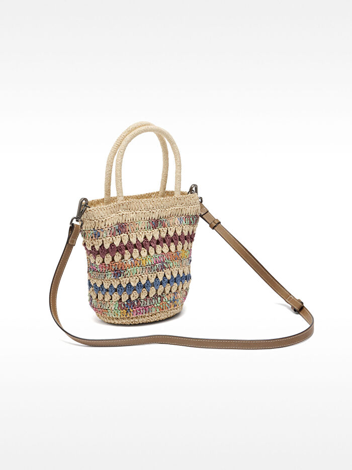 Çapraz Askılı Hasır Efektli El Çantası