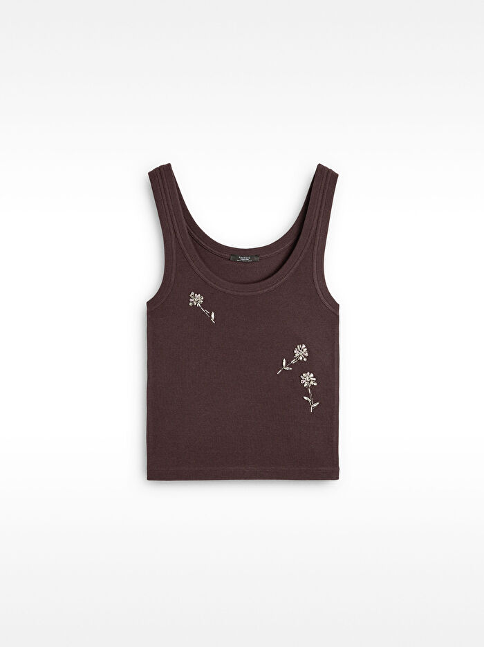 Boncuklu Çiçekli Üst