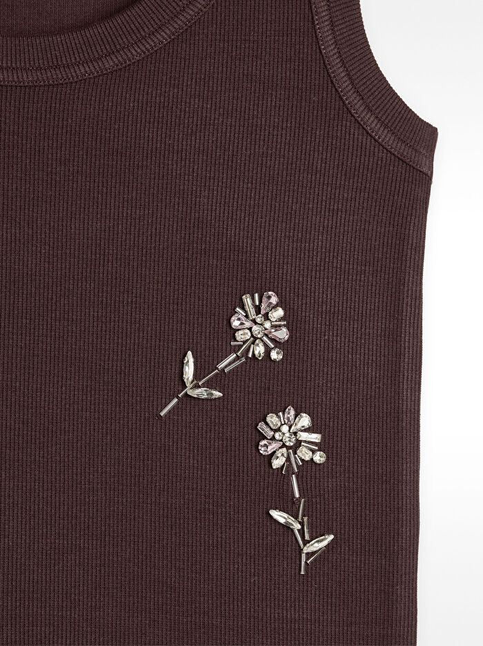 Boncuklu Çiçekli Üst