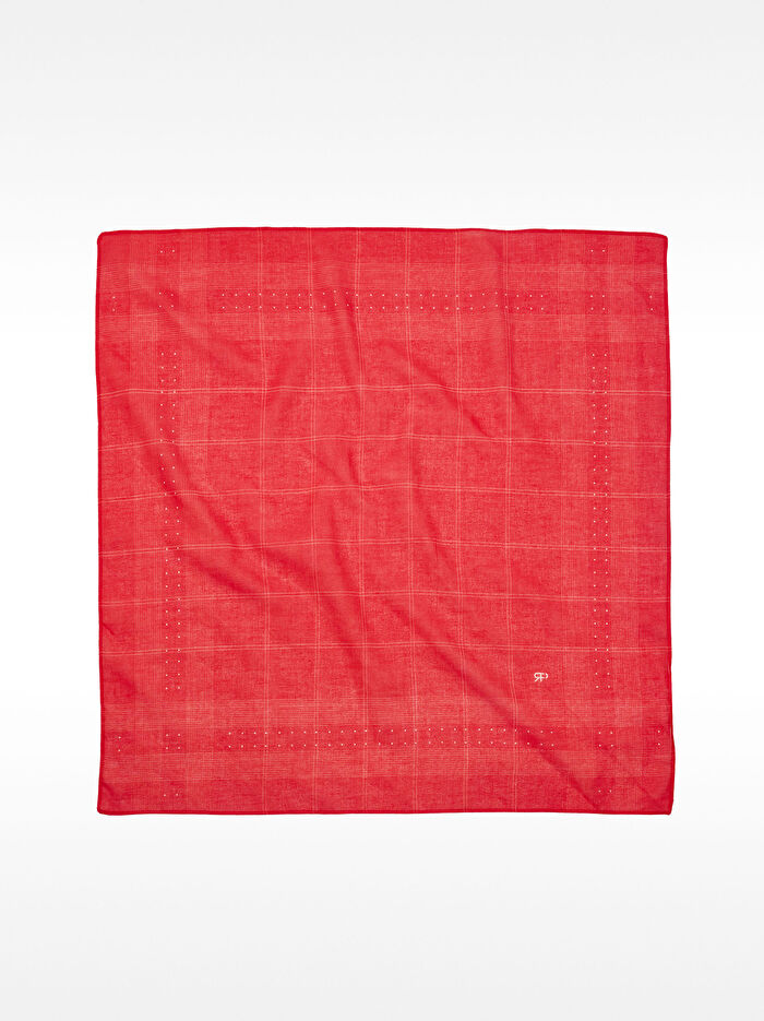 Çizgili Kare Şal %100 Pamuk