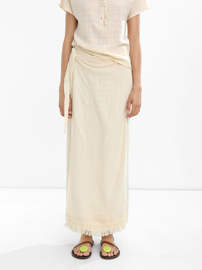 Keten Karışımlı Uzun Etek