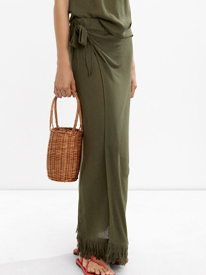 Keten Karışımlı Uzun Etek