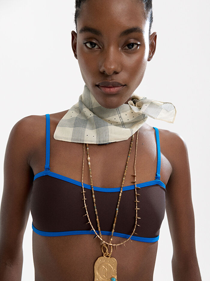 Çizgili Kare Şal %100 Pamuk