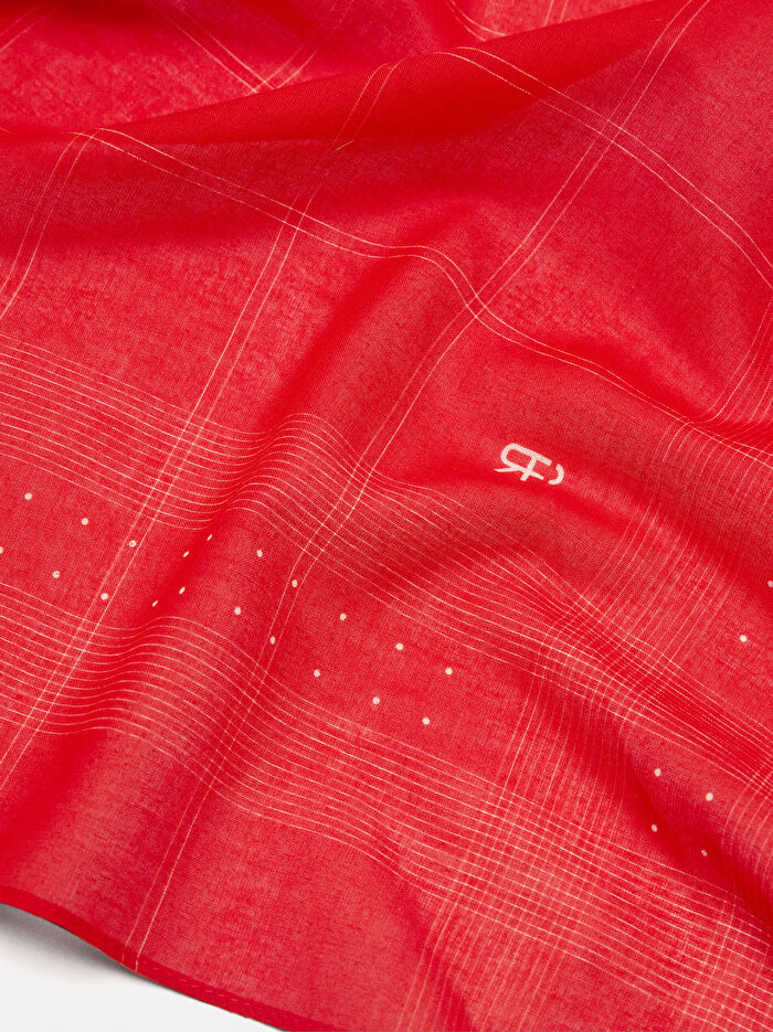 Çizgili Kare Şal %100 Pamuk