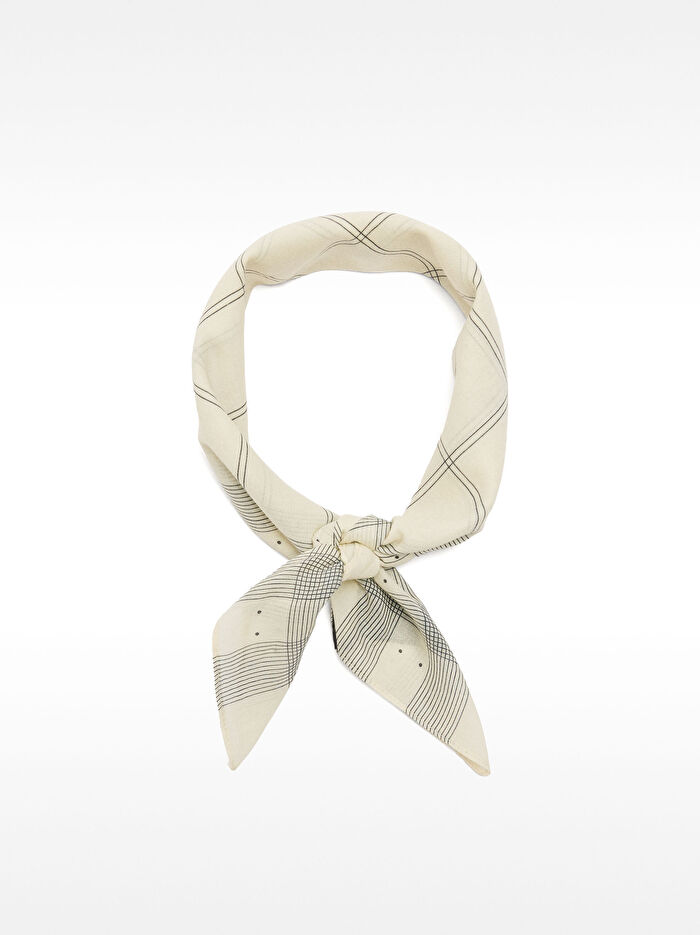 Çizgili Kare Şal %100 Pamuk