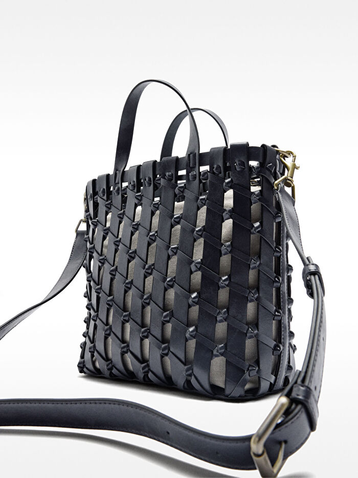 Düğüm Detaylı Örgülü Tote Çanta