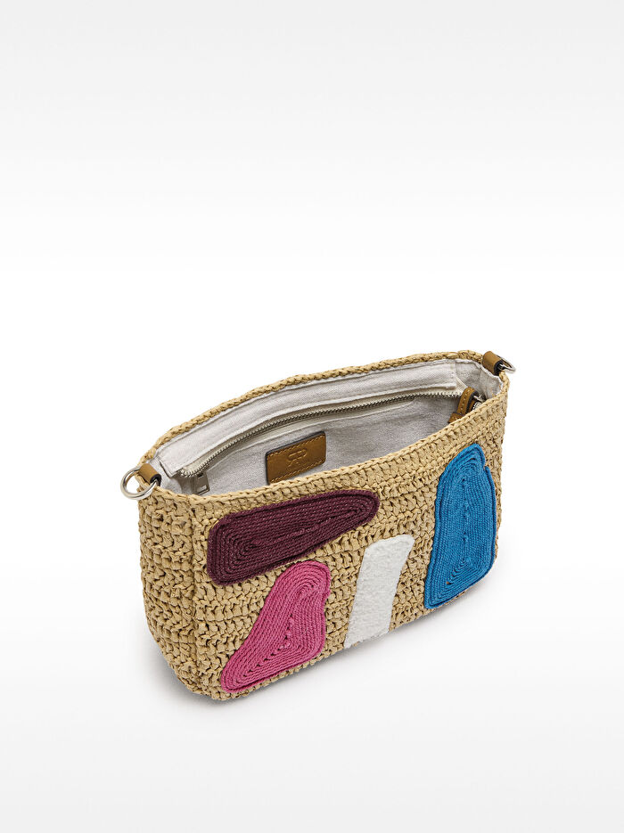 Hasır Efektli Çok Renkli Çapraz Çanta