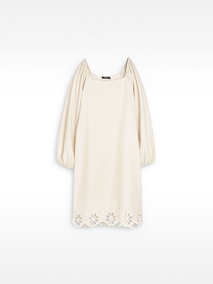 Nakış İşlemeli Kısa Elbise %100 Pamuk