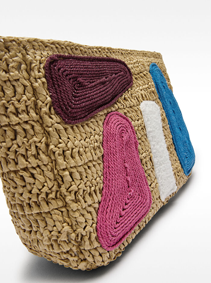 Hasır Efektli Çok Renkli Çapraz Çanta