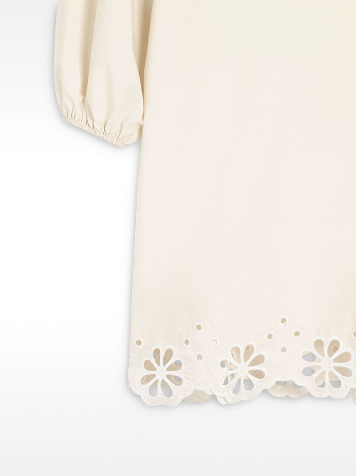 Nakış İşlemeli Kısa Elbise %100 Pamuk