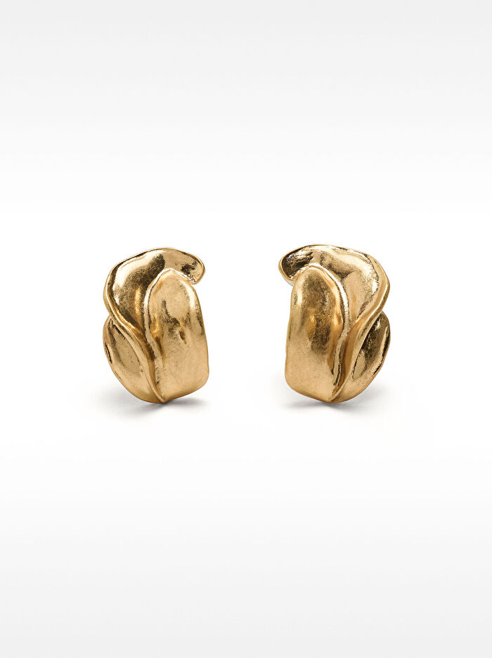 Kabartmalı Gold Küpe