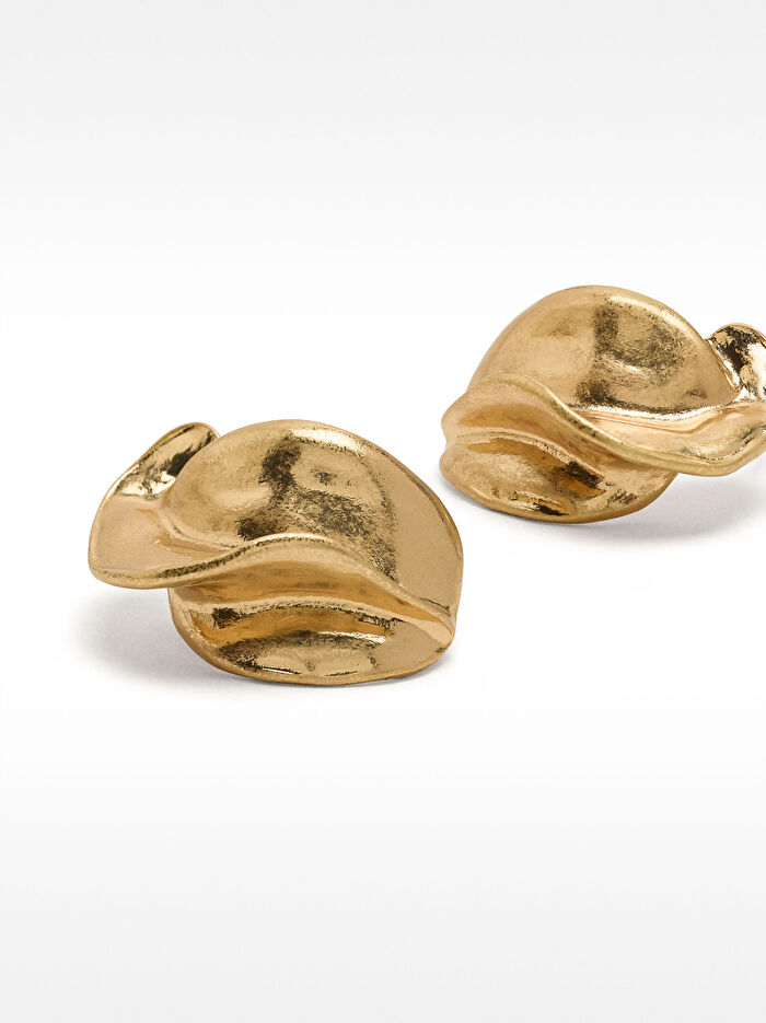 Kabartmalı Gold Küpe